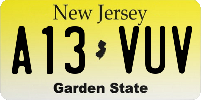 NJ license plate A13VUV