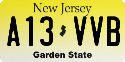NJ license plate A13VVB