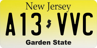 NJ license plate A13VVC