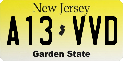 NJ license plate A13VVD