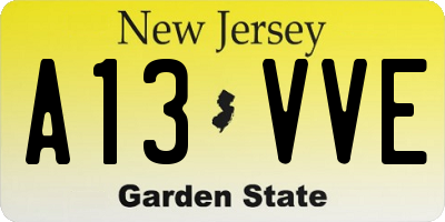NJ license plate A13VVE