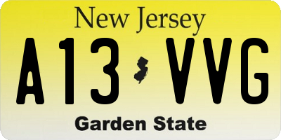 NJ license plate A13VVG