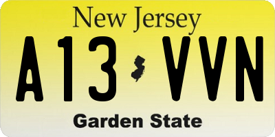 NJ license plate A13VVN