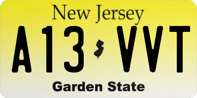 NJ license plate A13VVT