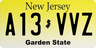 NJ license plate A13VVZ