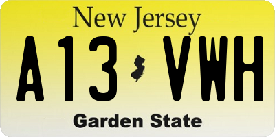 NJ license plate A13VWH