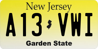 NJ license plate A13VWI