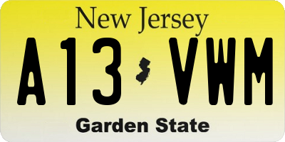 NJ license plate A13VWM
