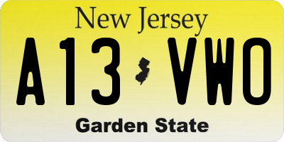 NJ license plate A13VWO