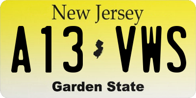 NJ license plate A13VWS
