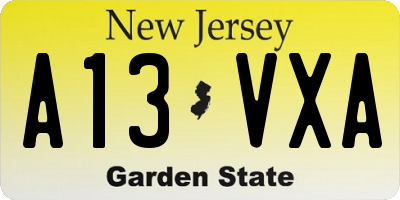 NJ license plate A13VXA