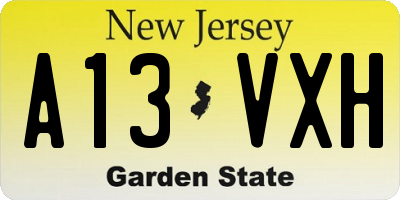 NJ license plate A13VXH
