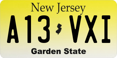 NJ license plate A13VXI