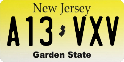NJ license plate A13VXV