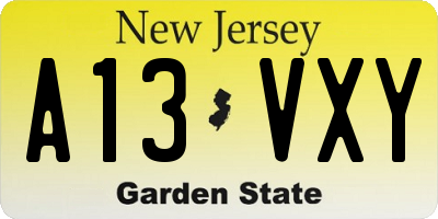 NJ license plate A13VXY