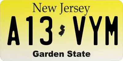 NJ license plate A13VYM