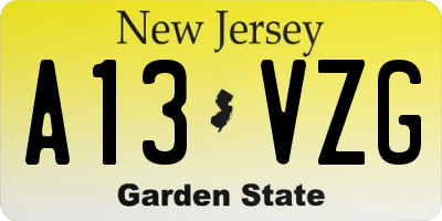 NJ license plate A13VZG