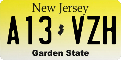 NJ license plate A13VZH