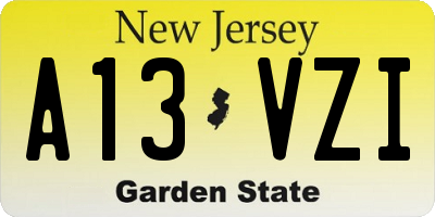 NJ license plate A13VZI