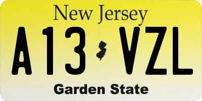 NJ license plate A13VZL