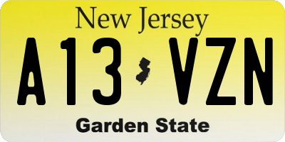 NJ license plate A13VZN