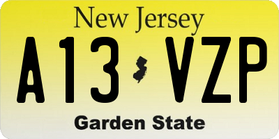 NJ license plate A13VZP