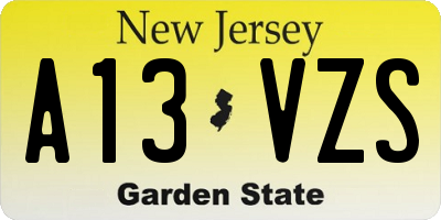 NJ license plate A13VZS