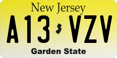 NJ license plate A13VZV