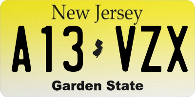 NJ license plate A13VZX