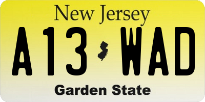 NJ license plate A13WAD