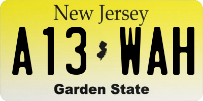 NJ license plate A13WAH