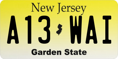 NJ license plate A13WAI