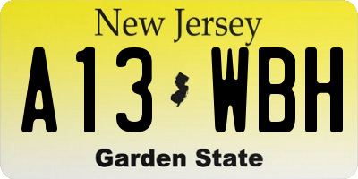 NJ license plate A13WBH