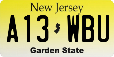 NJ license plate A13WBU