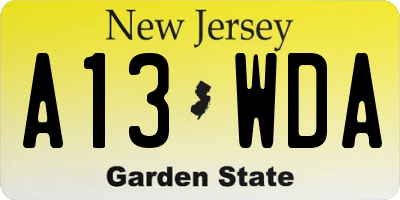 NJ license plate A13WDA