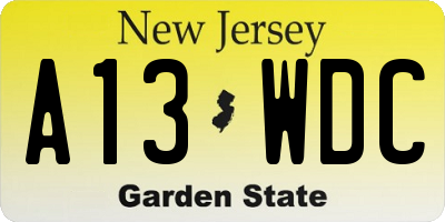 NJ license plate A13WDC