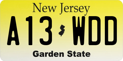 NJ license plate A13WDD
