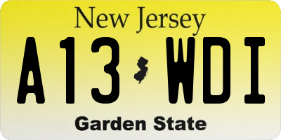 NJ license plate A13WDI