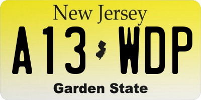 NJ license plate A13WDP