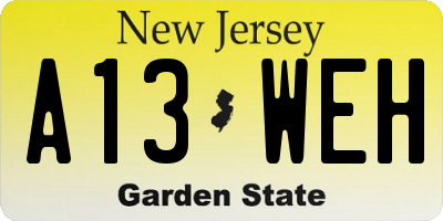 NJ license plate A13WEH
