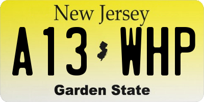 NJ license plate A13WHP