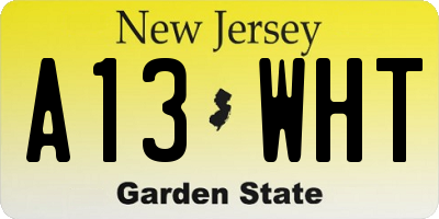 NJ license plate A13WHT