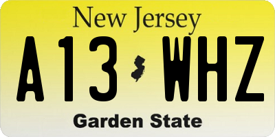 NJ license plate A13WHZ