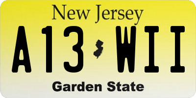 NJ license plate A13WII