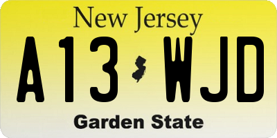 NJ license plate A13WJD