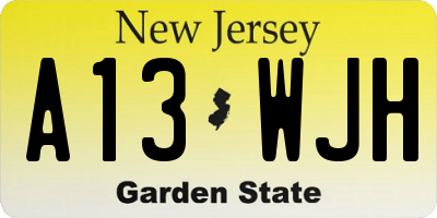 NJ license plate A13WJH