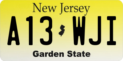 NJ license plate A13WJI
