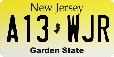 NJ license plate A13WJR