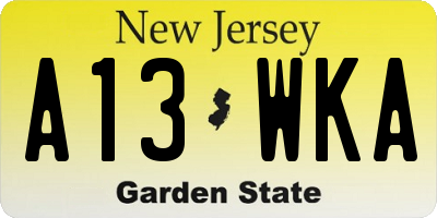 NJ license plate A13WKA