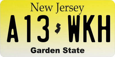 NJ license plate A13WKH